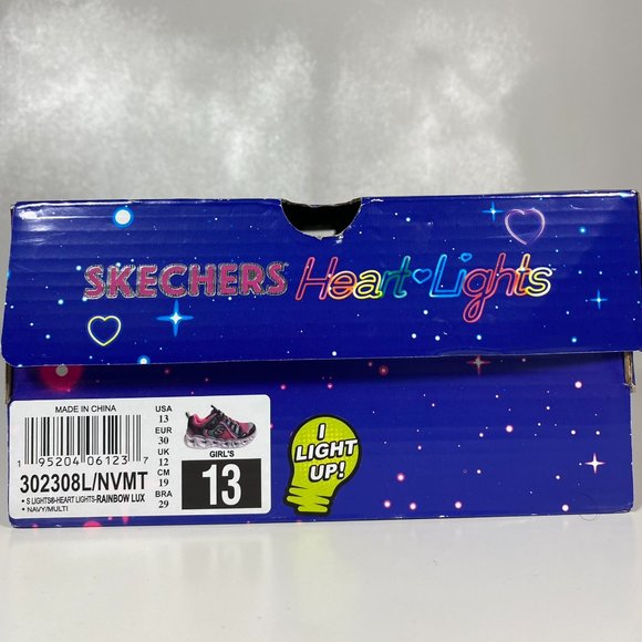 Skechers Youth Shoes Heart Lights Rainbow Lux Light Up Sneaker Purple Sz 13 - Picture 10 of 15